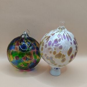 Vintage Hand Blown Glass Colorful Holiday Ornaments